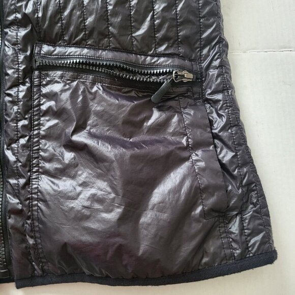 Michael Kors Black Quilted Shiny Puffer Vest Size M Full Zip Pockets High Collar - Picture 7 of 13